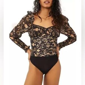 Free People Floral Bodysuit Size Medium